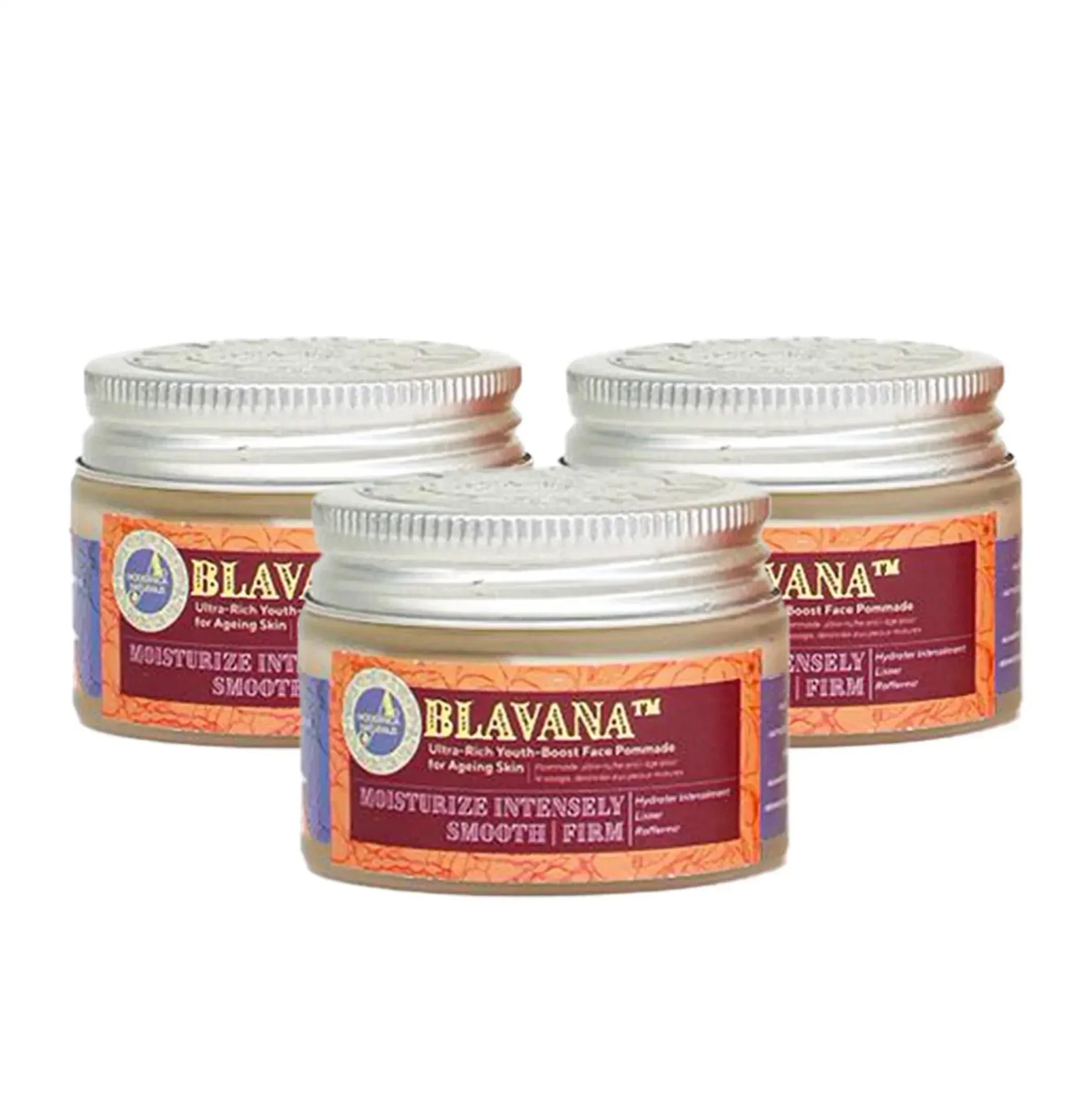 Blavana Ultra-Rich Youth-Boost Face Pommade - with Black gram and Manjistha - Ayurveda-Inspired Moisturizer for Dry, Aging Skin - Pack of 3