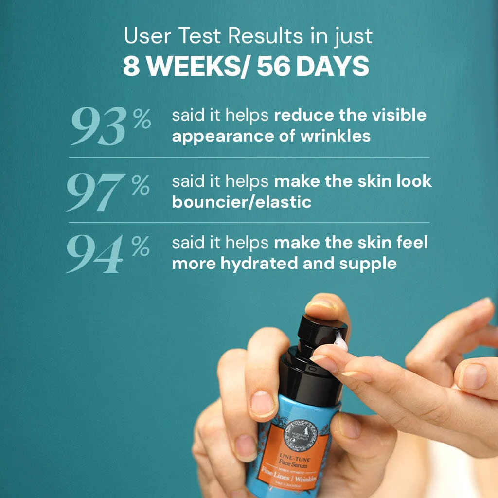 Line-Tune Face Serum – Reduces the Appearance of Fine Lines & Wrinkles – Hydrating Formula with Tamarind, Bakuchi, Arjuna, Guduchi & Peptides – Best Face Serum for Aging Skin with Fine Lines & Wrinkles – With Clinically Tested Ingredient Combinations - Image 4