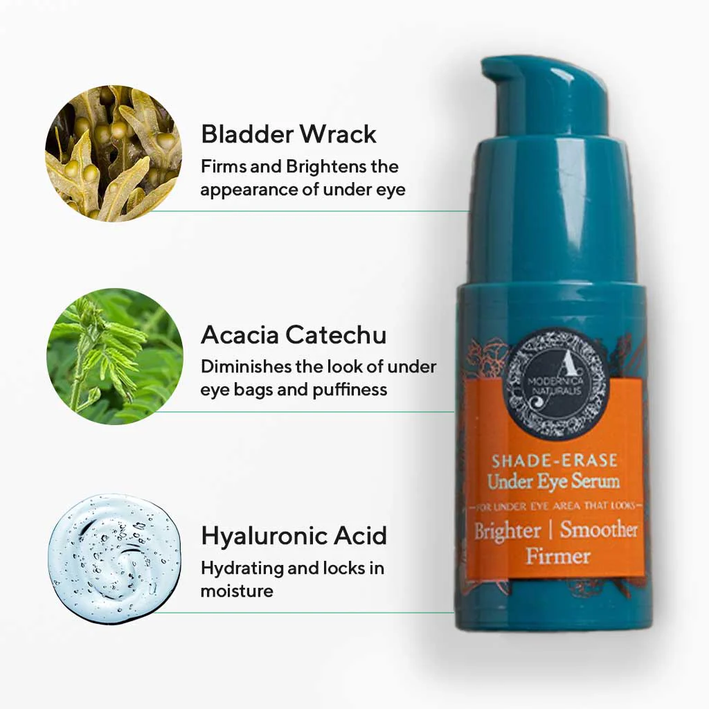 Shade-Erase Under Eye Serum - BRIGHTENS dark circles, FIRMS the look of crow’s feet & deep-seated creases, LIFTS the look of tired, droopy eye contours - Best Under Eye Serum - With Clinically Proven Ingredient Combinations - Image 5